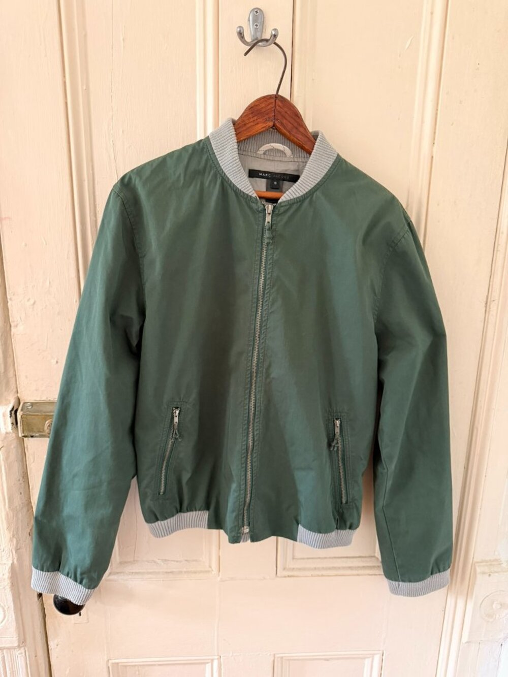 Marc Jacobs Light Bomber Jacket | Size Small | Green & Gray